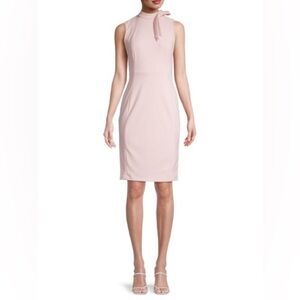 CALVIN KLEIN PALE BALLET PINK TIE NECK SHIFT DRESS SZ 8
